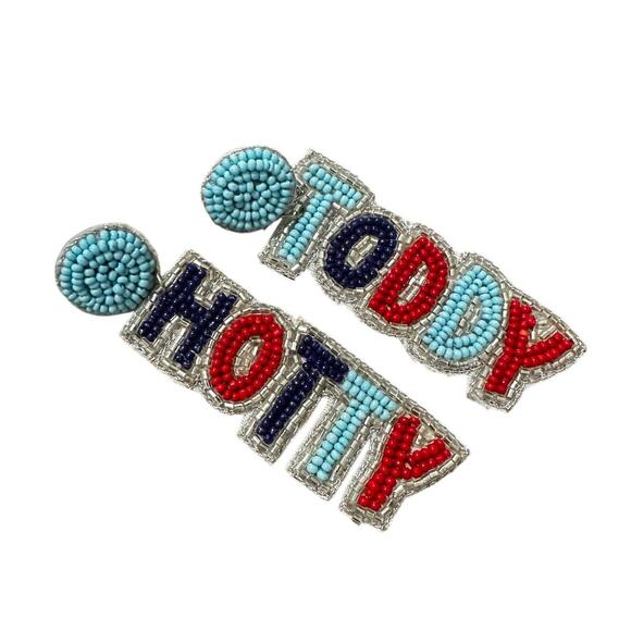 Hotty Toddy Beaded Gameday Earrings/College Beaded Earrings/Ole Miss Accessory - Picture 3 of 4